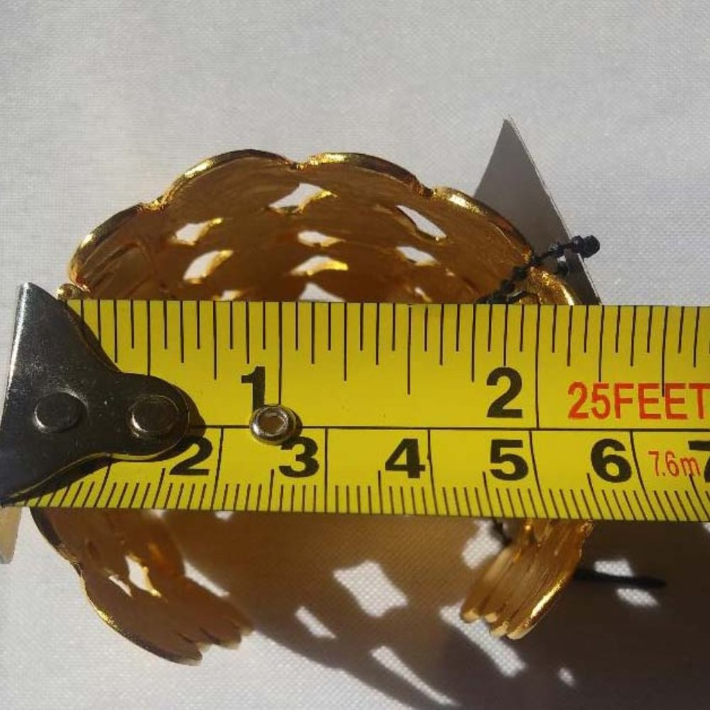 Vintage Kenneth Jay Lane Coin Hinged Gold Tone Cuff Bracelet - Picture 5 of 5